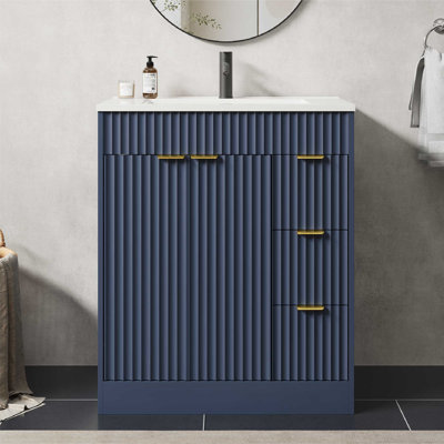 Meuble-lavabo simple en bois avec tiroirs Adonia