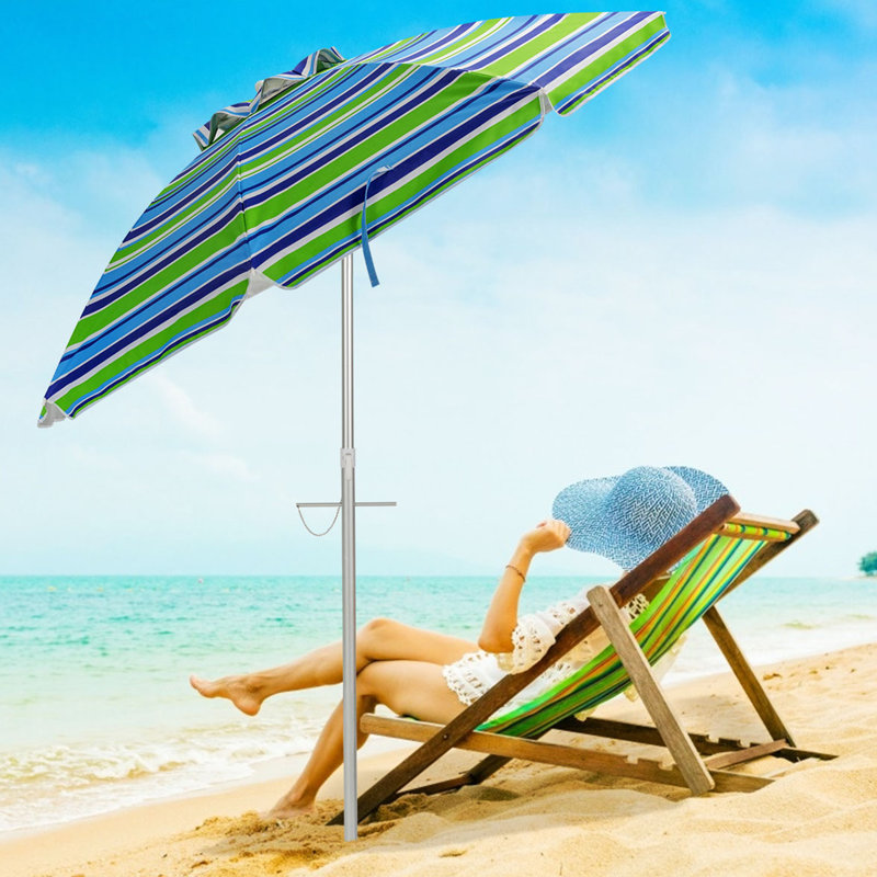 Parasol de plage 6 pi Templeman, Bleu / vert