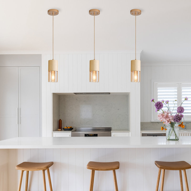 Grishilde 3-Pack Modern Black Pendant Light Fixtures for Kitchen Island, Amber