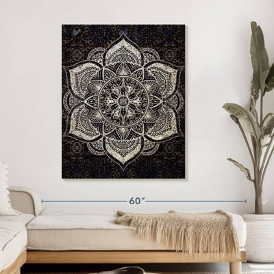 Impression sur toile noir et blanc Mandala