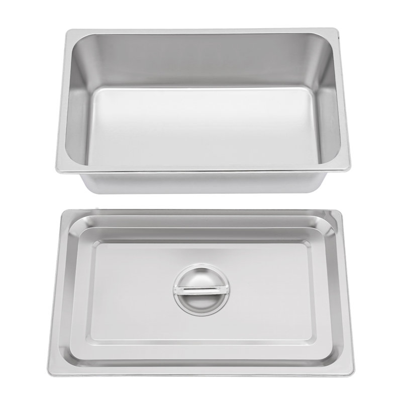 Assiette antiadhésive en acier inoxydable avec couvercle OUKANING 13 po x 21,06 po, H 6 po x l 13 po x L 21,06 po
