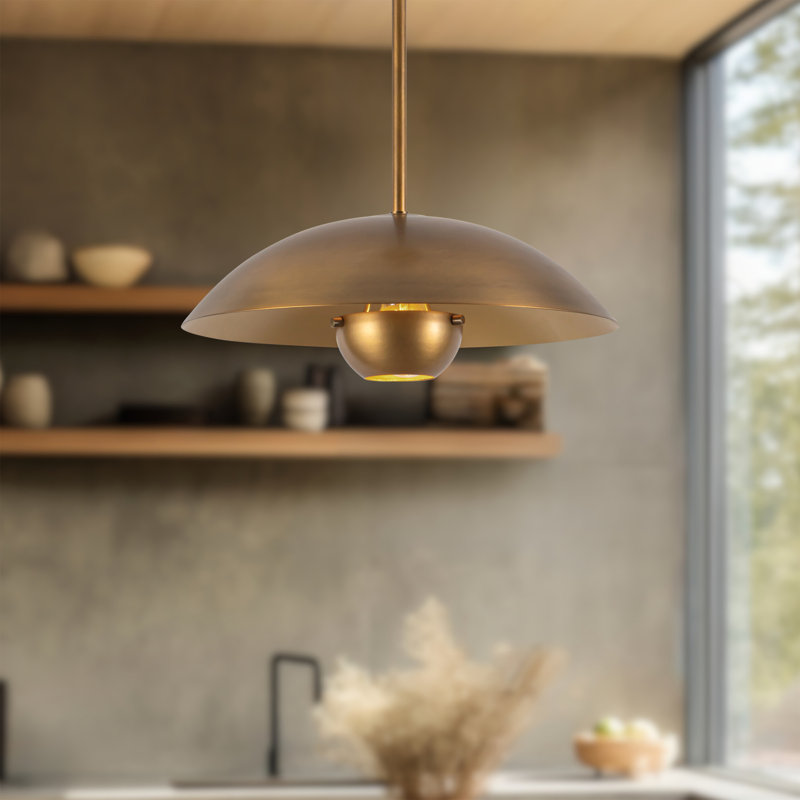 Umbra 14-in Black Pendant, Vintage Brass, 14-in