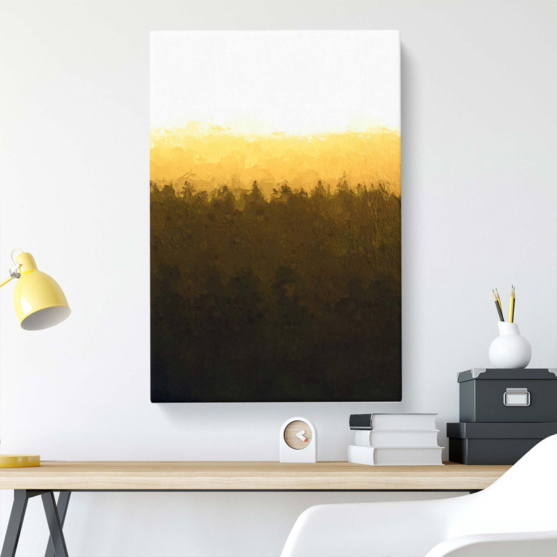 Yellow Sunrise Over The Forest In Abstract - Wrapped Canvas Print, 91cm H x 60cm W x 3cm D