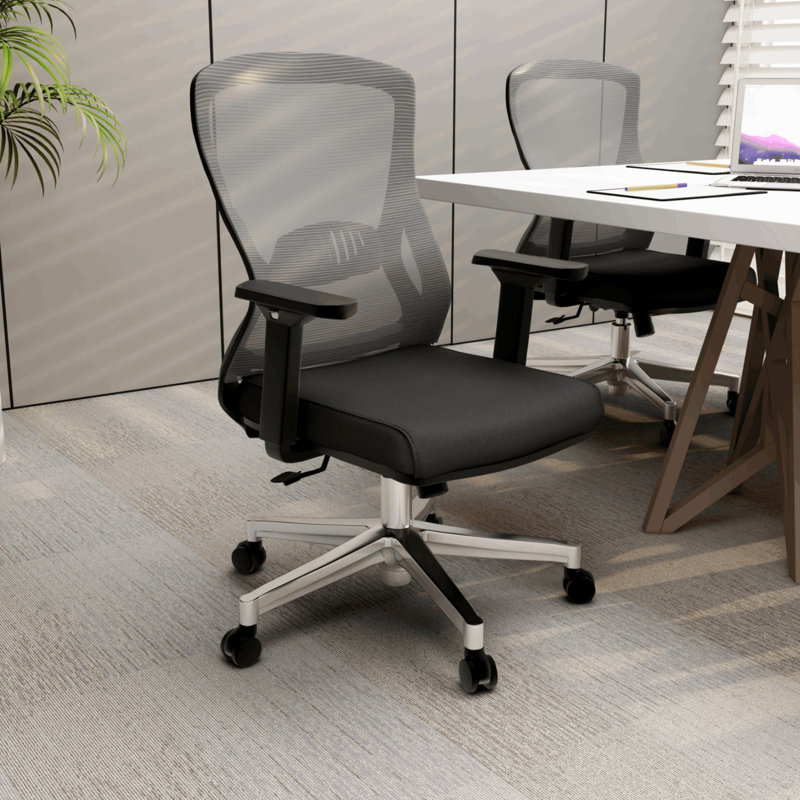 Chaise de bureau ergonomique avec appui-tête Mithu, Gris clair