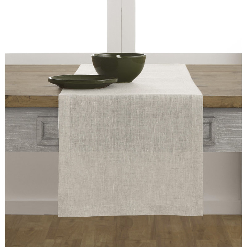 100% Pure Linen Table Runner - Athena, Light Natural, 54" x 14"