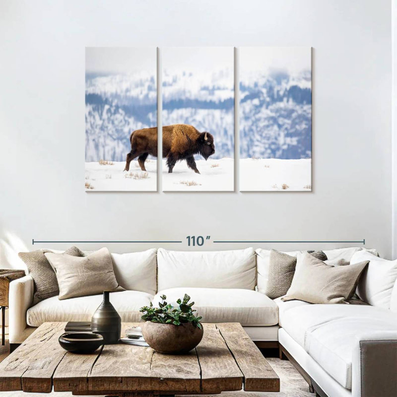 Brampt American Bison During Winter, 48" H x 74" W