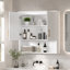 Armoire de salle de bain moderne de 76 cm (30 po) avec tablette réglable, armoire à pharmacie murale avec charnières à fermeture douce et design à étagères ouvertes