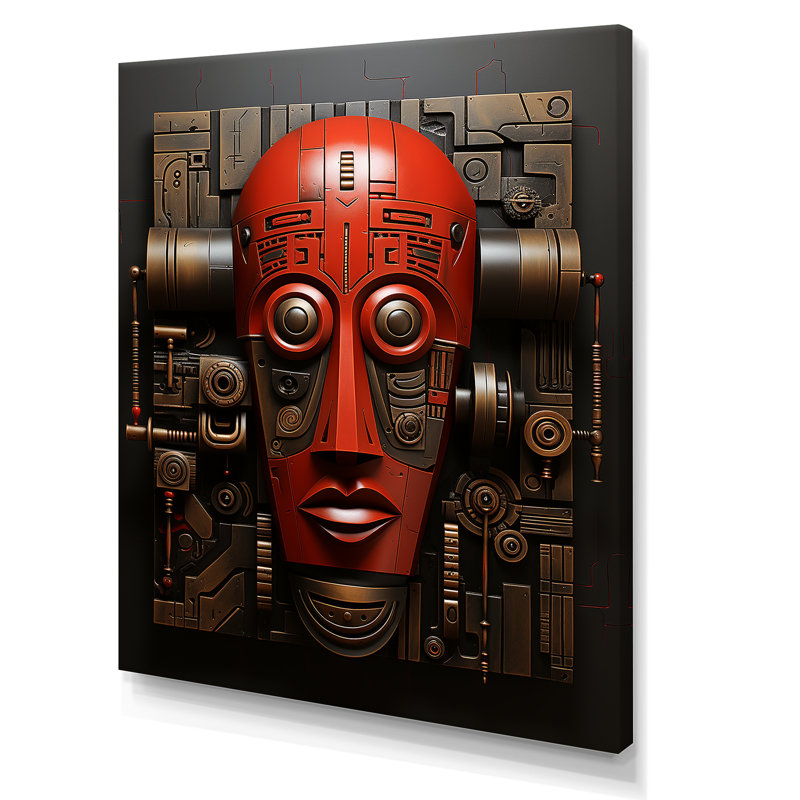 Guerrier zoulou, masque africain 2 - Masque africain, art mural, Toile tendue, H 20 po x l 12 po