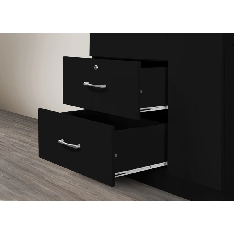 Garde-robe 3 portes / 2 tiroirs, Noir