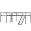 Lit mezzanine simple en L avec échelle et glissade, lit pour enfant en bois massif gris compact