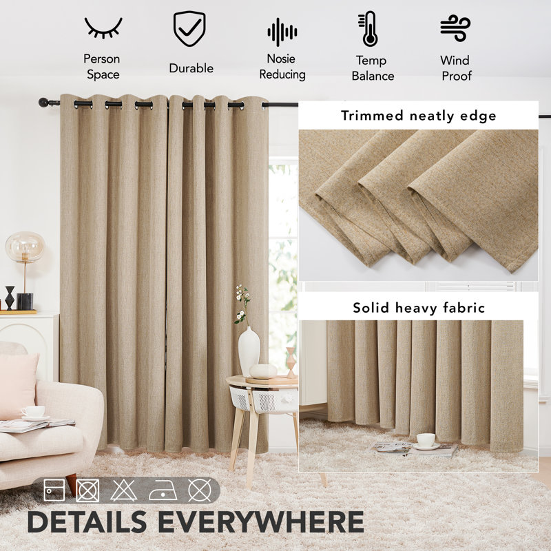 Melosa Blackout Curtain Pair, Taupe, 52" W x 63" L