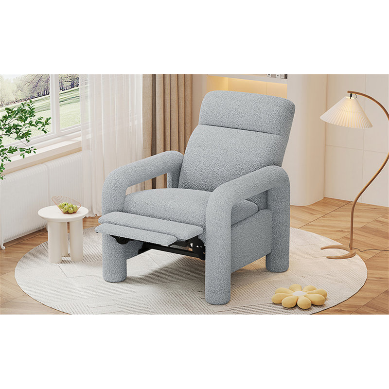Tamaran Upholstery Push-Back Recliner Chair, Gray 100% Linen