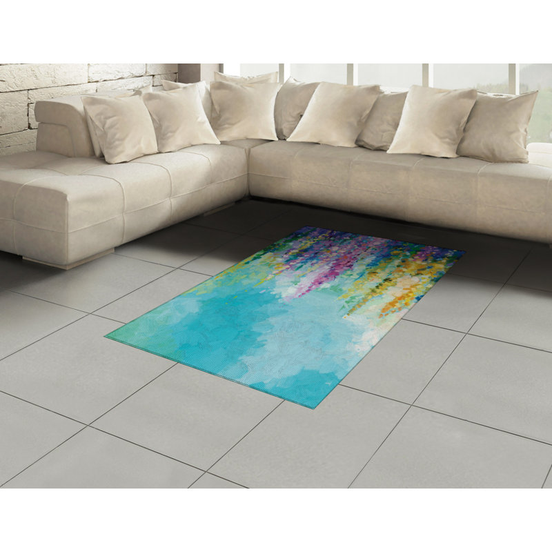 Abstract Art High Density Long Fiber Poly Threads Decorative Area Rug Carpet, Rectangle 4' x 5'8"