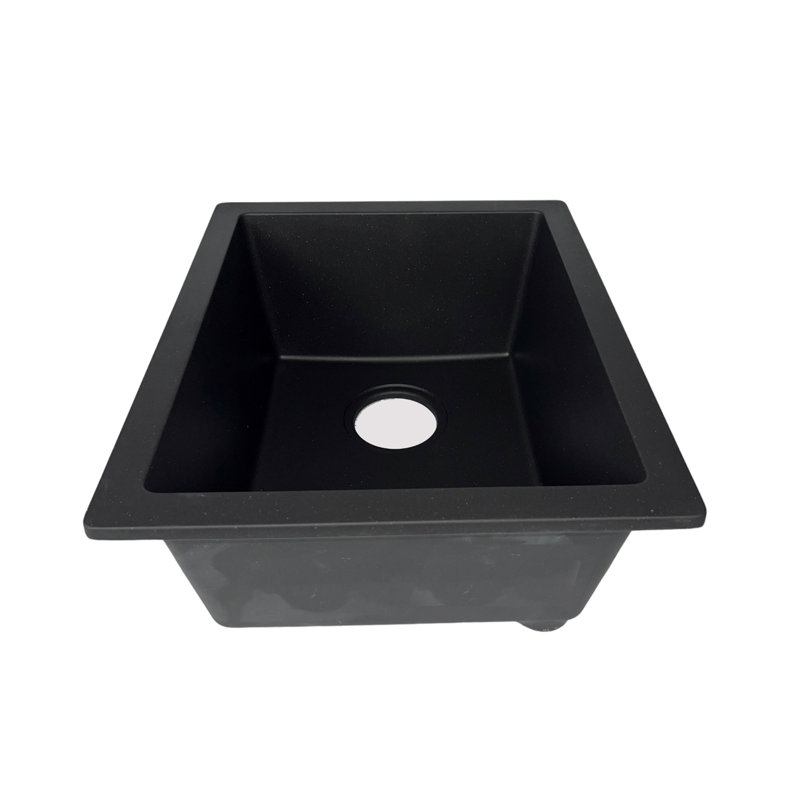 15'' L Single Basin Kitchen Sink, Matte Black