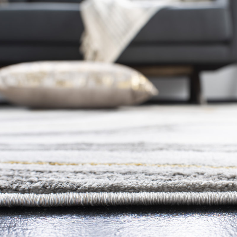 Swindle Abstract Gray/Gold Area Rug, Rectangle 5'3" x 7'6"
