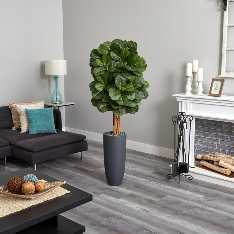 66 " H Faux Fiddle Leaf Fig Tree in Ceramic Planter