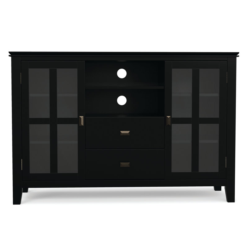 Meuble télé haut en bois massif Artisan, Noir