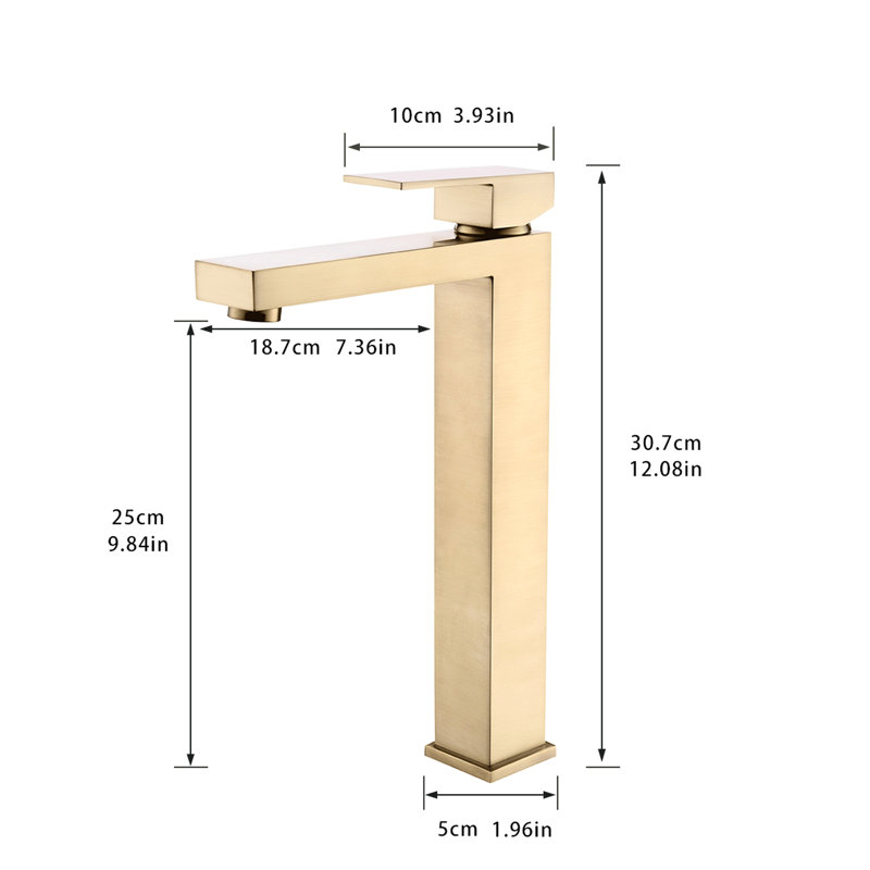 Brushed Gold Vanity Basin Faucet - Cartridge Valve And Side Spray Feature Contemporary Sink One Handle Brass Body Material
