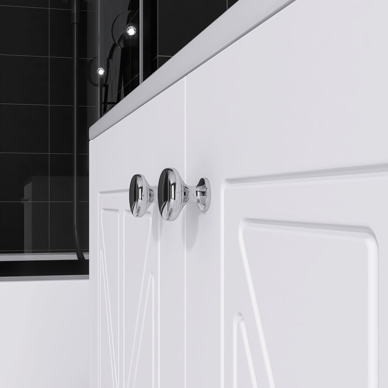 White MDF Single Sink Freestanding Bath Vanity with Ceramic Top