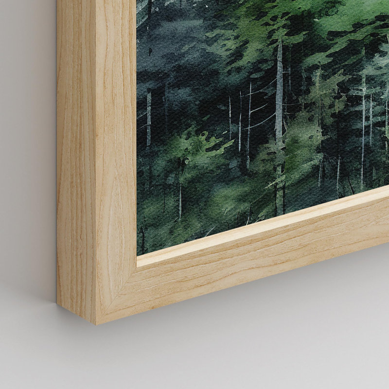 " Green And Teal Watercolor Forest Pine Trees Decor " 4 - Pieces, Natural, 10" H x 8" W