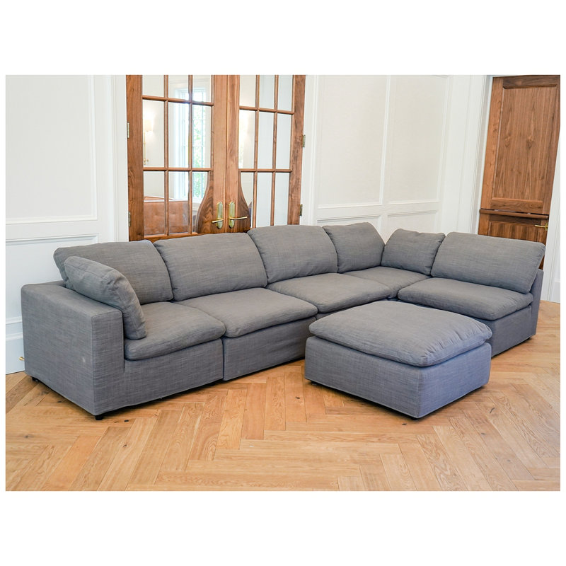 Canapé moderne modulaire à 6 places Harper, Lin marine