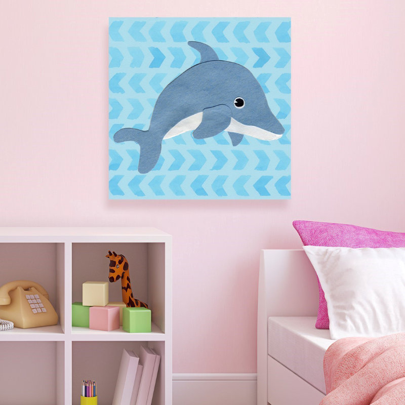 « delfin', impression sur toile tendue », art sur toile tendue, H 12 po x l 12 po x P 1,5 po