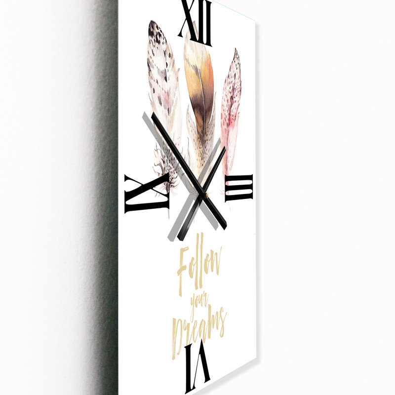 Horloge murale Feathers Follow Your Dreams, Petit