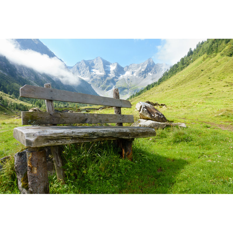 Banc en bois - Photographie sur toile tendue, L 12 po x H 8 po
