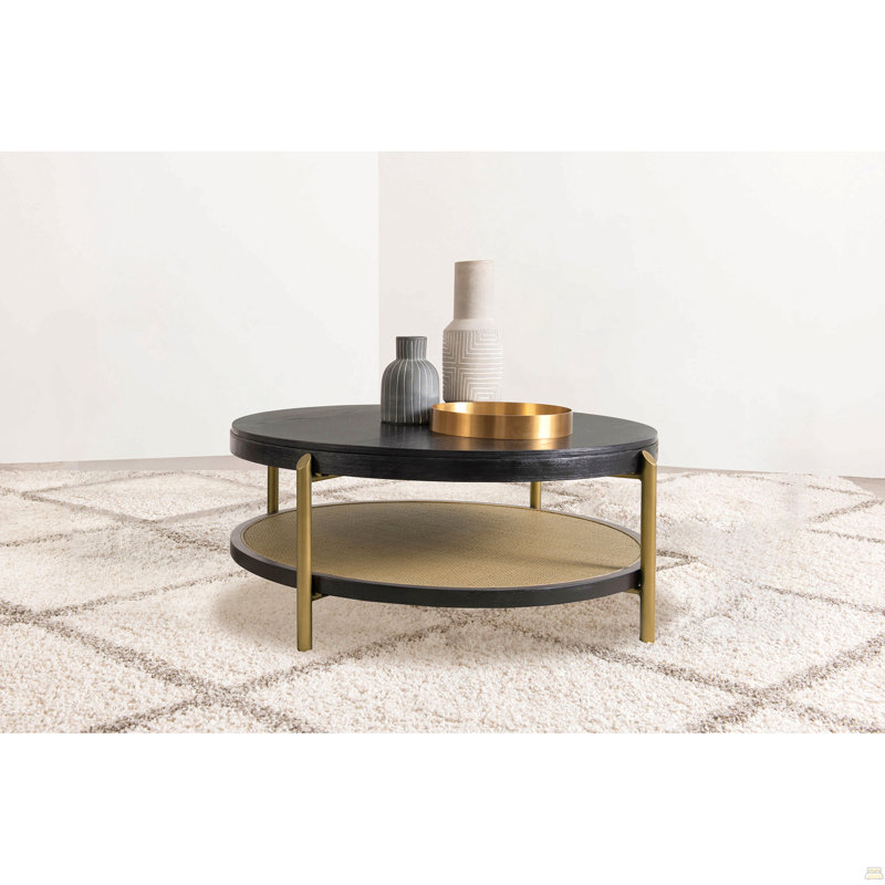 Table basse ronde avec tablette de rangement