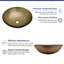 Lavabo de salle de bain en verre trempé circulaire 16,5 "x 16,5" avec bonde escamotable et robinet de lavabo-124049124-119209398