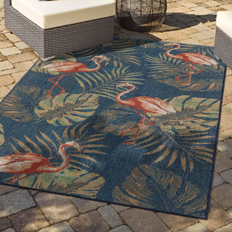 Tapis intérieur / extérieur bleu marine Rolla, Rectangle 9 pi x 12 pi