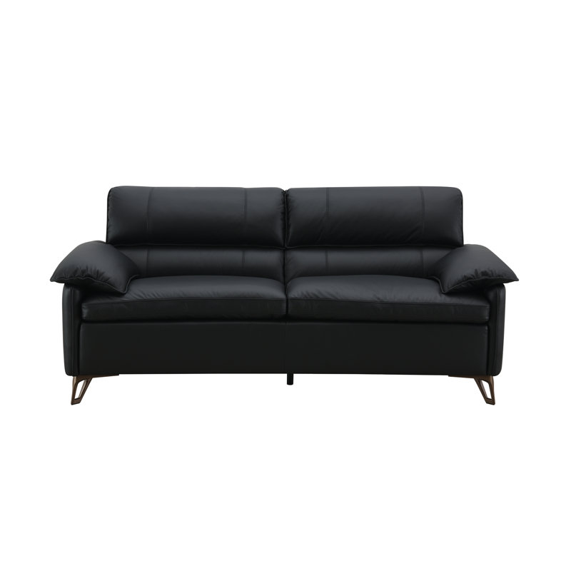 Causeuse noire en cuir fleur