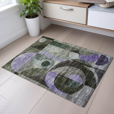 Tapis géométrique de qualité supérieure lavable à la machine Dilorenzo AMF1117