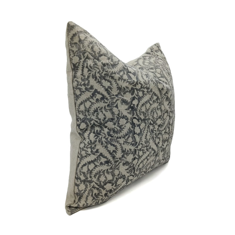 Housse de coussin imprimée à la main, parfaite pour les intérieurs bohèmes, housse de coussin à imprimé minimaliste de style campagnard (Forêt noire) 