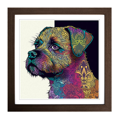 Border Terrier Paisley Art - Framed Print