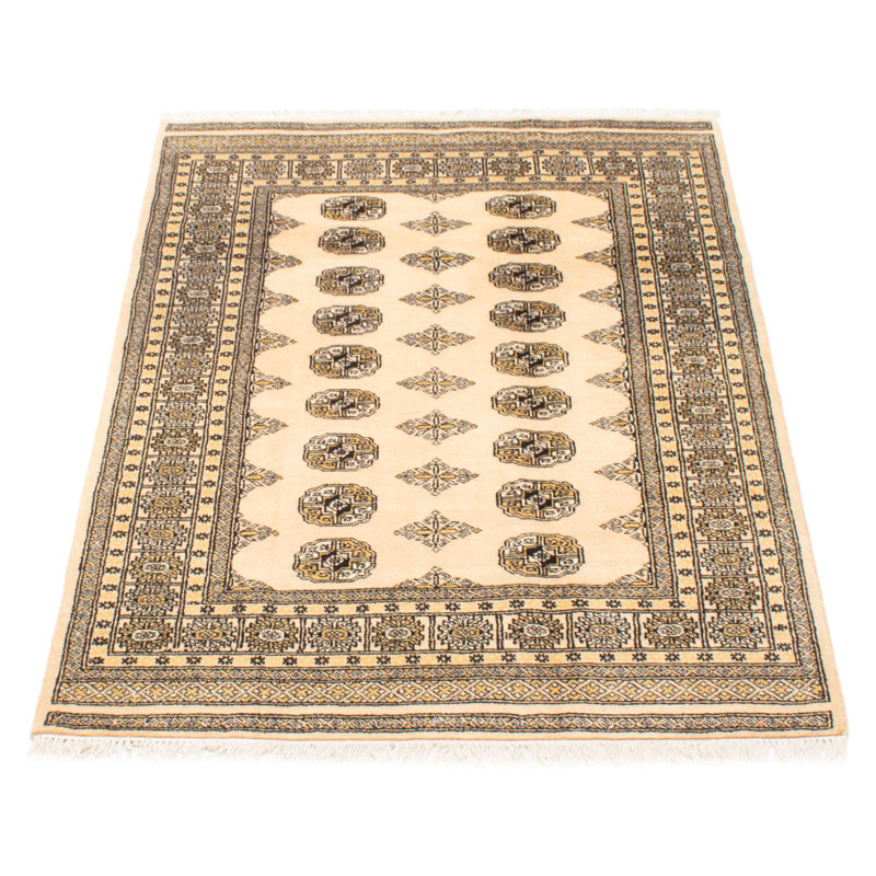 Tapis unique en laine noué à la main Bokhara 4 pi 2 po x 6 pi 1 po Peshawar