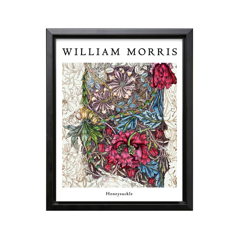 William Morris - Chèvrefeuille No2, Black Framed, Canvas, 11"H x 14"W