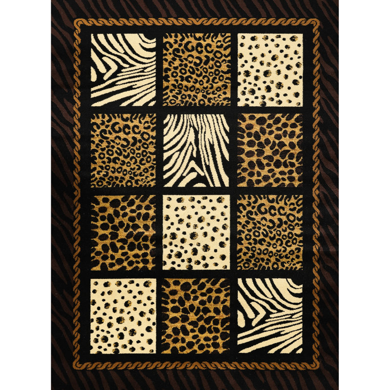 2 Ft. 7 In. By 3 Multi Animal Print Runner Rug, Express Fierce With Tiger, Leopard, Zebra Designs, Soft And , & Pet Safe