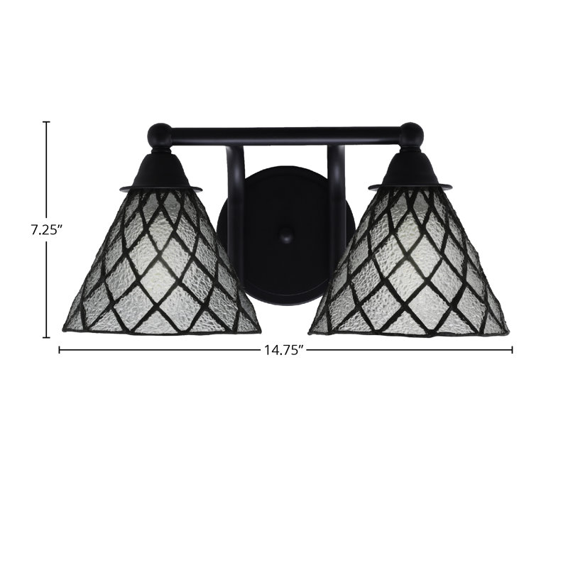 Paramount 2 Light Bath Bar Shown In Matte Black Finish With 7" Diamond Ice Art Glass