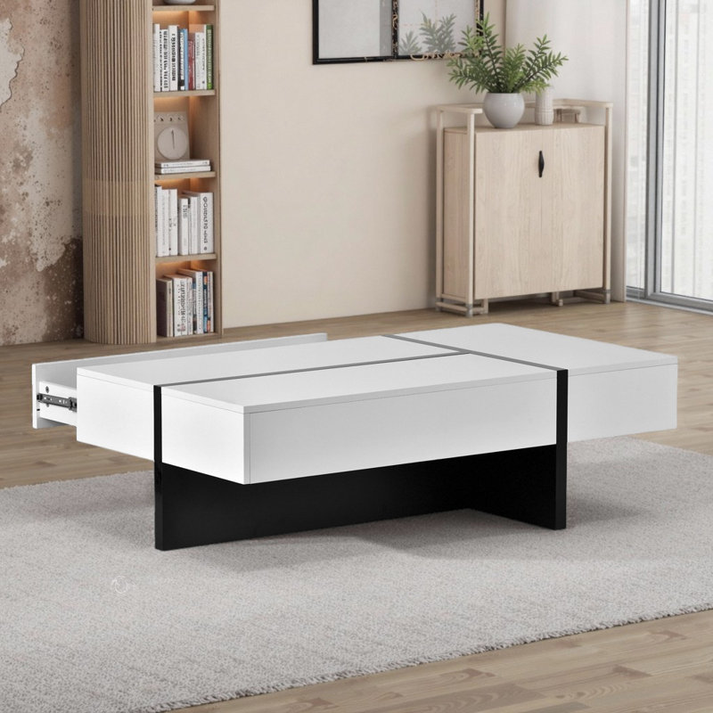 Table basse 45,2 po, Blanc/Noir