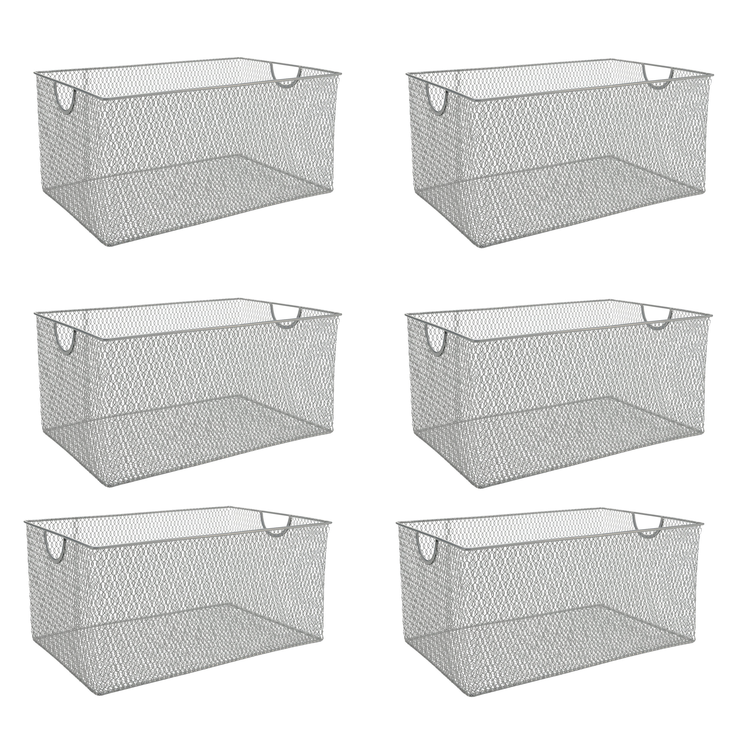 Wire Storage Baskets for Organizing, Pack of 4 Anti-Rust Metal Pantry  Baskets with Handles, Durable Wire Baskets for Office Pantry Kitchen Shelf