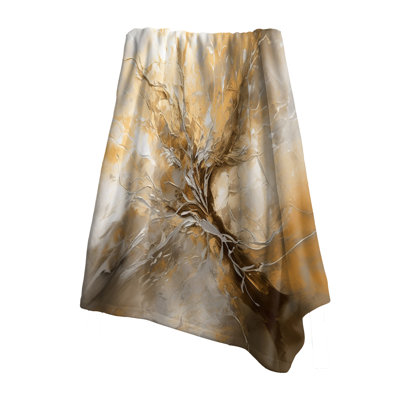 Gold And Silver Chromatic Essence I - Abstract Living Room Throw Blanket
