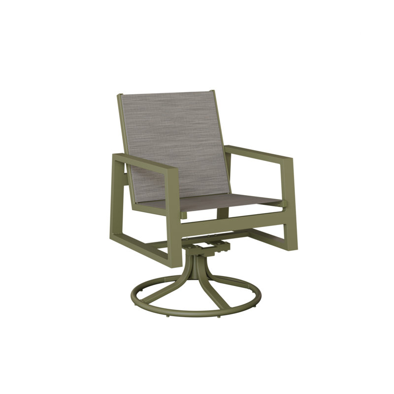 Chaise de salle à manger pivotante Ohlson, Mica perle, Aluminium vert sauge