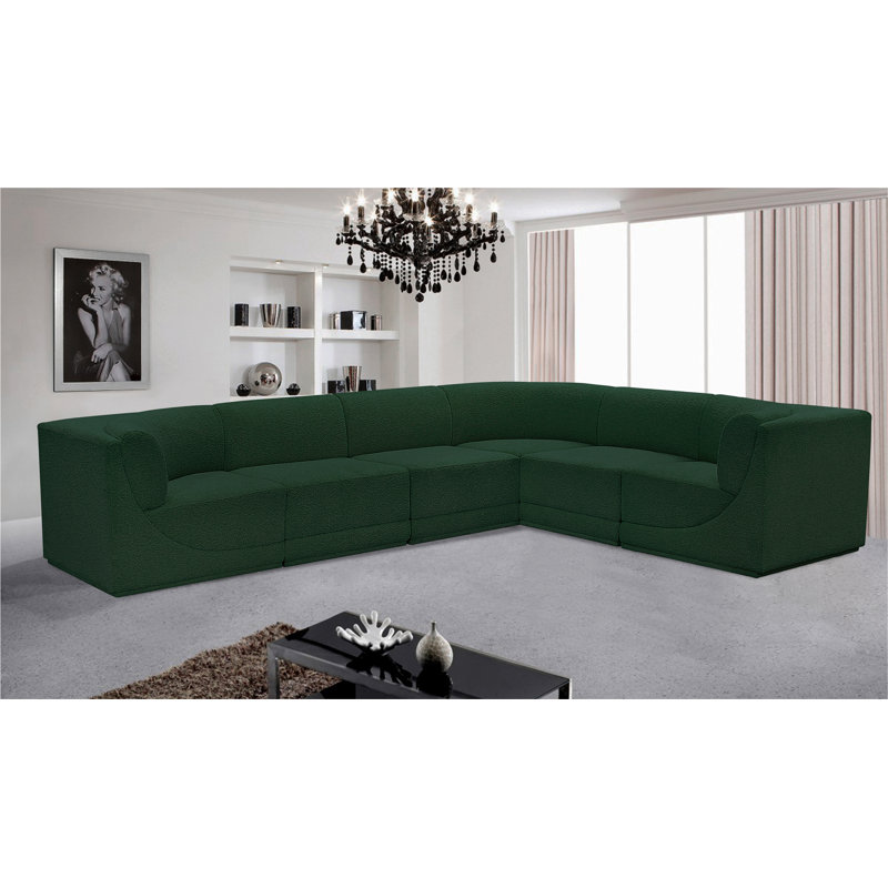 Canapé modulaire rembourré 6 pièces Ollie, Tissu bouclé vert