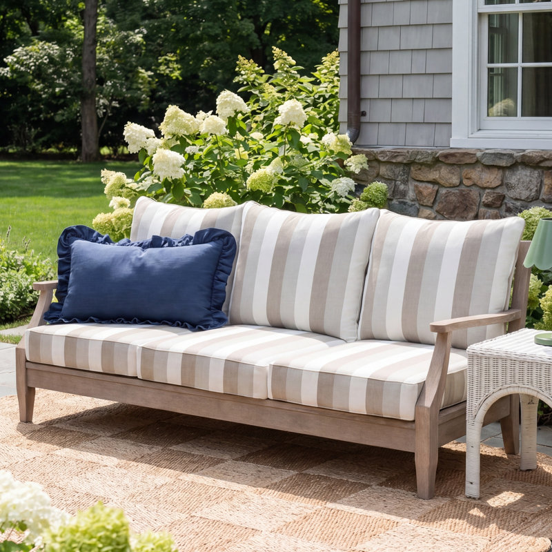 23 in x 27 in x 5 in Deep Seating Sofa Pillow and Cushion Set - Corded, Sunbrella - Direction Linen, 69"W x 22"H x 5"D