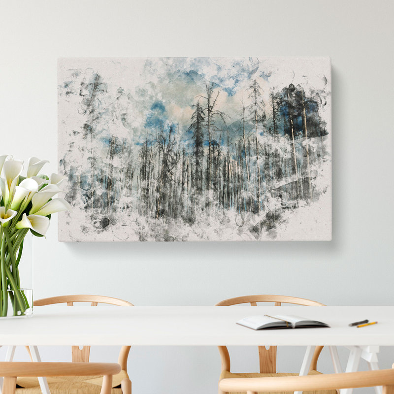 Winter Forest Vol.2 Watercolour - Wrapped Canvas, 40cm H x 60cm W x 3cm D