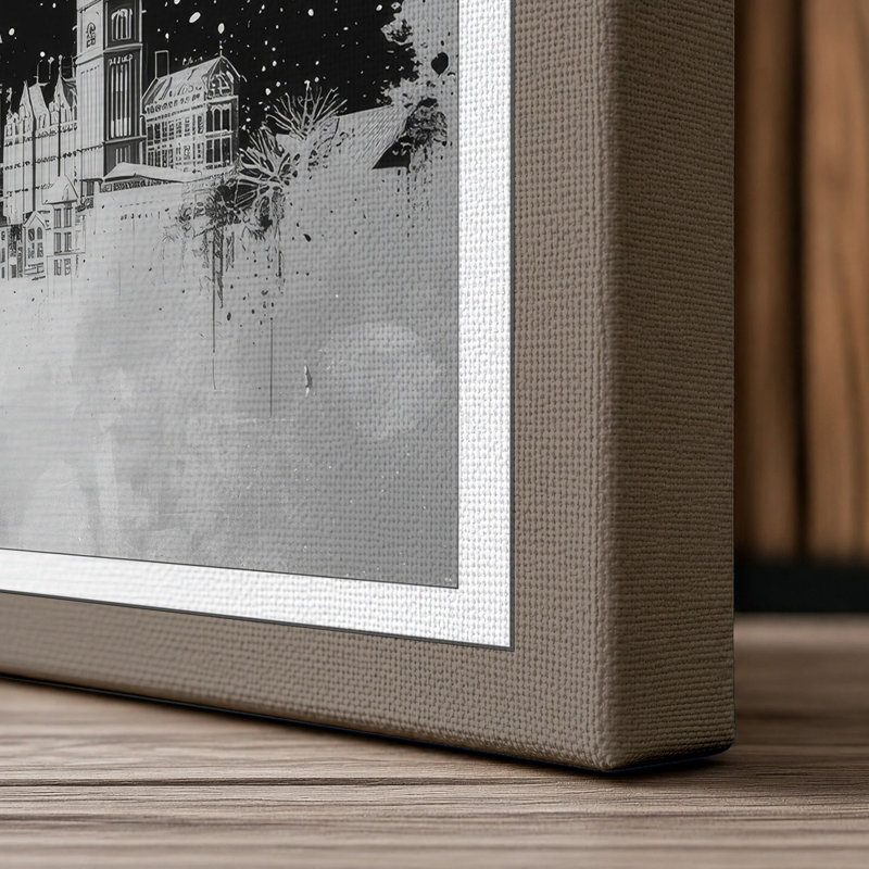 Panda City Modern - Wrapped Canvas, 30x20 - 76.2 x 50.8 cm, Taupe Border