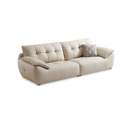 White Genuine Leather Modular Sofa cushion Threeseat
