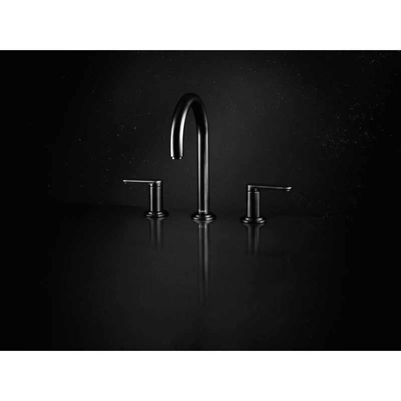 Arca Widespread Lavatory Faucet with C-Spout, Black