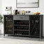 Armoire à vin 71 po, armoire moderne avec tiroir de rangement et tablette réglable, table basse industrielle avec porte-bouteilles pour la cuisine, la salle à manger et le salon, noir